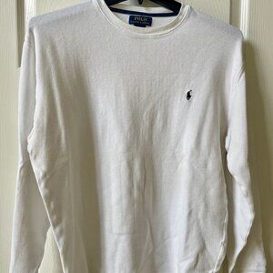 Polo Ralph Lauren Men's White crew neck cotton long sleeve waffle shirt Size XL